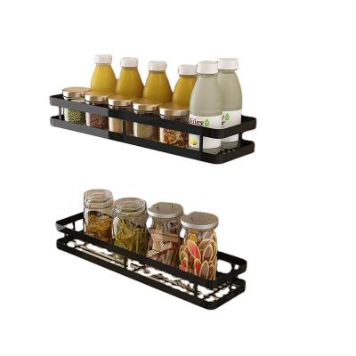 China Viable Multifunctional Wall Hanging Kitchen Bathroom Storage Spice Rack Free Punching Shelf for sale