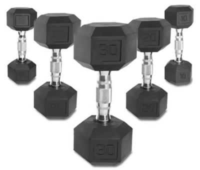 China NON SLIP-HANDLE Single Rubber Coated Hex Dumbbell With Contoured Chrome Grip for sale