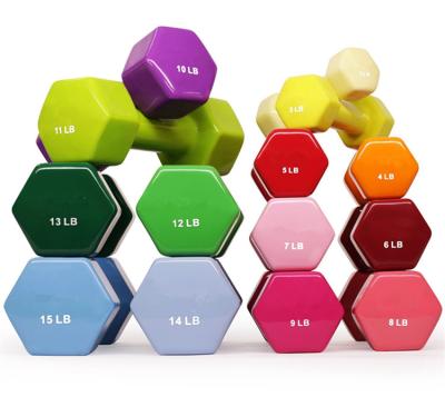 China Plastic Dumbbell Basics Deluxe Vinyl Coated Dumbbell Weights Hand Dip Weights All-Purpose Color Coded Dumbbell For Strength Training for sale