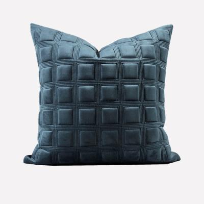 China Anti-Static Hot Selling Embroidered Massage Chair Pillow Cover Now Luxury Bedroom Sofa Cushion Cover Blue Decorative Cushion Velvet for sale