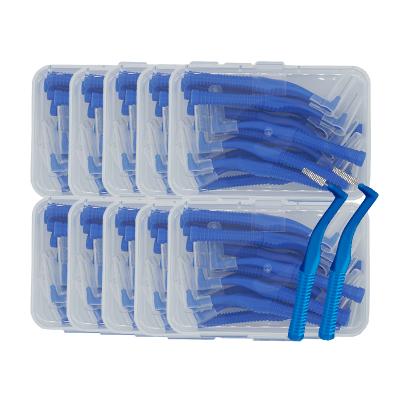 China Adult Child Oral Cleaning Toothpick Blue Cheap Orthodontic Oral Cleaning Care Brushes Interdental Brush Dental Promotional Gifts 200pcs 0.7mm for sale