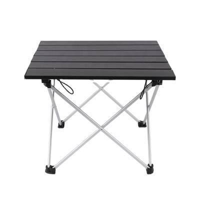 China Wholesale Price Side Aluminum Folding Table Minimalist Outdoor Black Folding Table 35kgs Load Capacity for sale