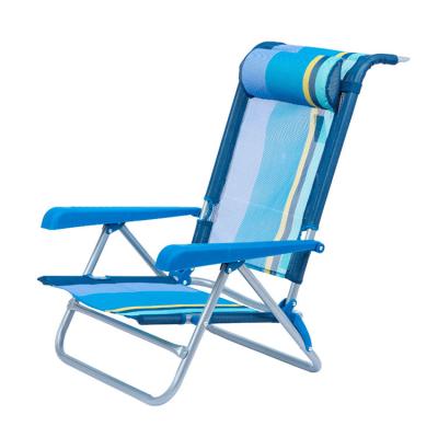 China 7 Position Aluminum Headrest Cushion Folding Easy-Carry Beach Chair for sale