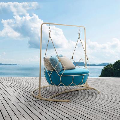 China New Contemporary Style Hanging Swing Chair Seat Frame Aluminum Rope Wicker For Garden Balcony Outdoor Leisure Facilities for sale