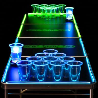 China Modern 8ft Beer Pong Table Folding Outdoor Game Party Drinks Table for sale