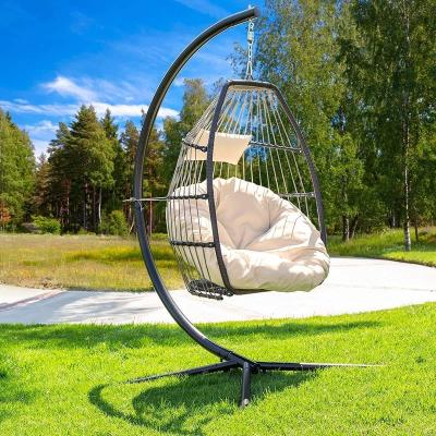 China Modern Hot Sale Wicker Swing Chair Hanging Egg Soft Deep Fluffy Cushion for sale