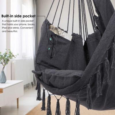 China Modern Indoor Cotton Chair Rope Swing Hanging Garden Hammock Chair Swing With Pillow for sale