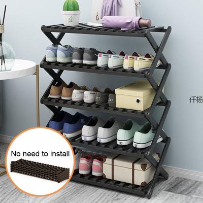 China (Size) Adjustable Bamboo Shoe Shelf - Stackable Storage Shoe Rack for Hallway, Bathroom, Living Room and Hallway for sale