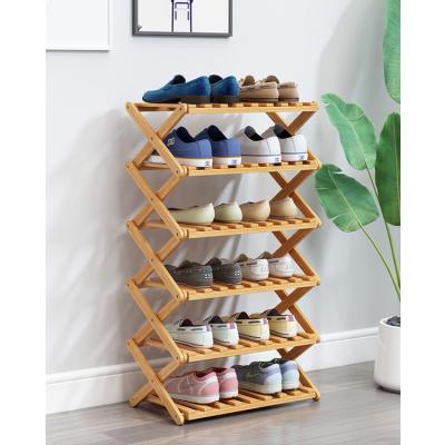 China Shoe Rack Expandable Stackable Bamboo (Size) Adjustable Bamboo Expandable Stackable Shoe Rack for sale