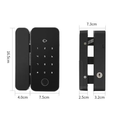 China Tuya â Aluminum App Fingerprint Electronic Password Door Lock Smart Frameless Sliding Glass; ‰ ¤ 200 for sale