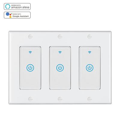 China ABS Us/eu Tuya Smart Zigbee Touch Switch Wifi Wall Switch Voice Control Standard Lamp Switch for sale