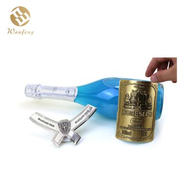 China Wenzhou Factory OEM Waterproof Promotional Metal Soft Aluminum Wine Sticker Label for sale