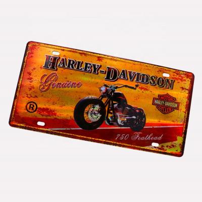 China Custom Europe Laser Print Home Decor Vintage Embossed Metal Tin Signs Car Plates for sale