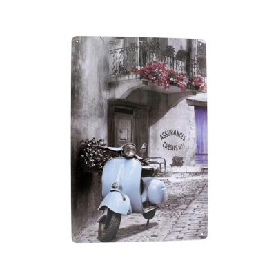 China Europe Custom Design Vintage Decorative Electric Bicycle Tin Signs for sale