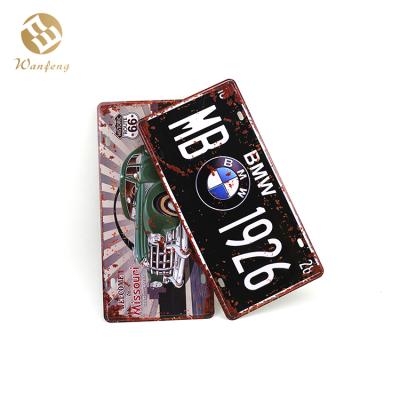 China Used In Home Decoration Custom Design Car Logo Novelty Black Color License Plates Made In China for sale