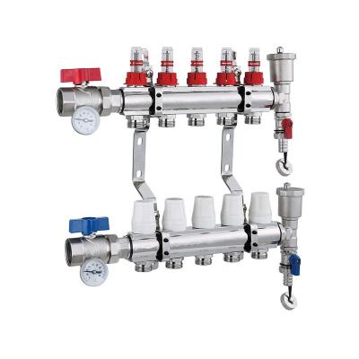 China Modern Brass Underfloor Heating Radiant Heat Manifold With Ball Valve And Flow Meter 2 - 5 WAYS for sale