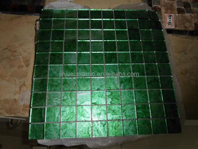 China Parquet Green Color Crack Pool Mosaic Ceramic Tiles for sale