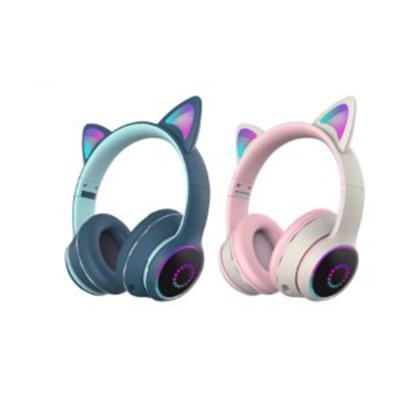 China Hot Selling TWS (True Wireless Stereo) Cute Ufone Cat Ear Wireless Headphone AKZ-026 With Led Earphone BT5.0 Support TF Card Light Gaming Headset For Kids for sale