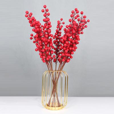 China Christmas Home Wedding Red Berry Stem Christmas Faux Red Berries Boho Decor Artificial Flower Amazon Deoration Hit for Flowers Braid Layout for sale