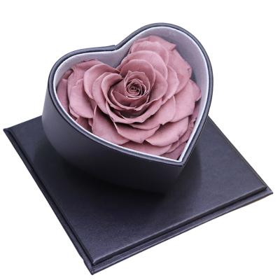 China Wedding Decoration Luxury Gift Customized Package Hat Square Velvet Heart Shape Preserved Roses Round Flower Box for sale