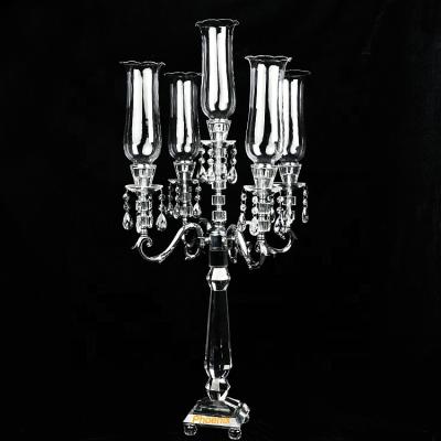 China Modern popular 5 a.m. glass candle holder for home decoration transparent candelabra for sale