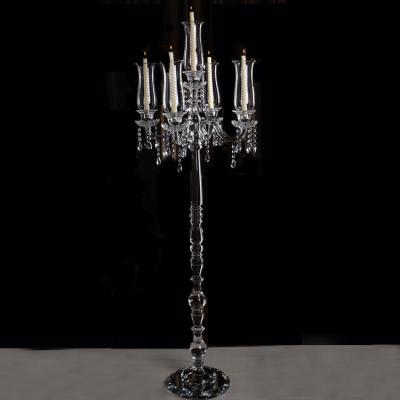 China Wholesale China Pujiang 9am Wedding Crystal Glass Tube Candlestick Centerpieces Candle Holder With Fireplace For Home Decor for sale