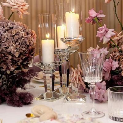 China Weddings Wholesale Clear Square Crystal Votive Candle Glass Holder Candle Holder 3 Set For Table Decorations for sale