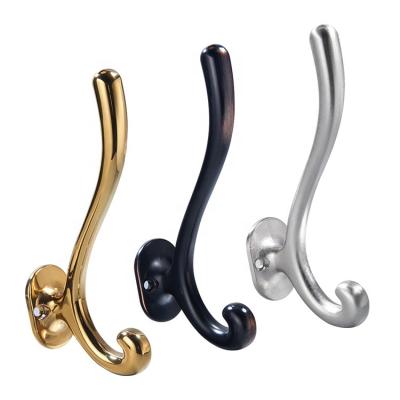 China Hot Selling Single Hook Stocked Simplicity Gold Silver Black Wall Coat Hook Entrance Living Room Bathroom Wardrobe Clothing Coat Hook for sale