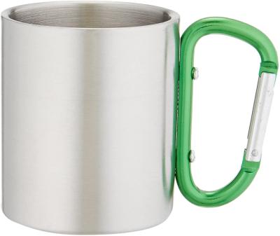 China Durable Double Walled Stainless Steel Mug With Carabiner Handle Portable Climbing Hiking Backpacking Or Camping Travel Mug for sale