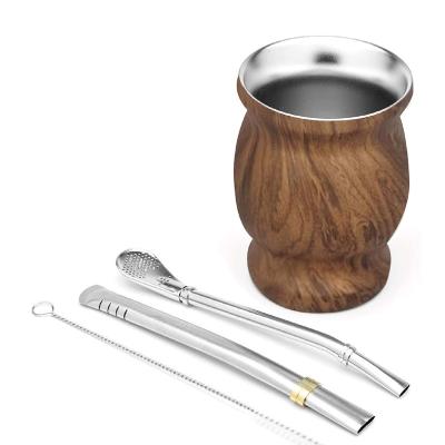 China Wholesale portable custom Yerba mate logo stainless steel disposable yerba taza mate cup with straw for sale