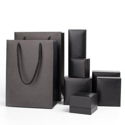 China Recyclable Luxury Black Leather Jewelry Packaging Box Fashion Jewelry Set Storage Box for sale