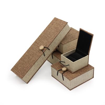 China Ring Bangle Bracelet Necklace Jewelry Packaging Recyclable Canvas Material Box for sale