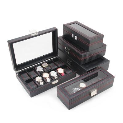 China Recyclable Carbon Fiber Fashion Watch Storage Cases Black Leather for sale