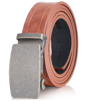 China New Adjustable Two-Layer Cowhide Business And Casual Automatic Belt Genuine Leather Belts For Men for sale