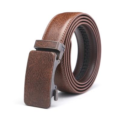 China Two-Layer Whip New Style Luxury Mens Black Genuine Leather Belts Adjustable Casual Automatic Buckle for sale