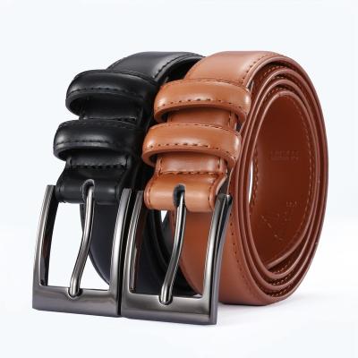 China New Two-Layer Cowhide 3.0-Pin Buckle Adjustable Business And Leisure Belt Automatic Black Men Leather Belt for sale