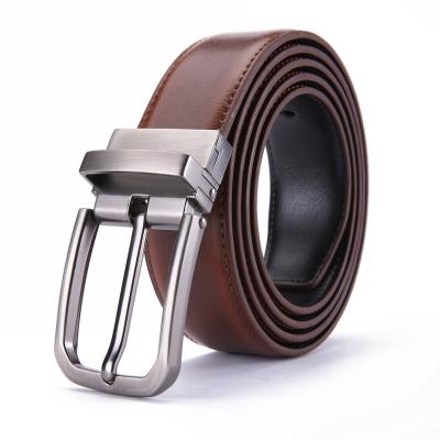 China New Men's Two-Layer Whip Pin Buckle Belt Genuine Leather Belt For Men Reversible Two Color Wholesale OEM Factory Custom LOGO for sale