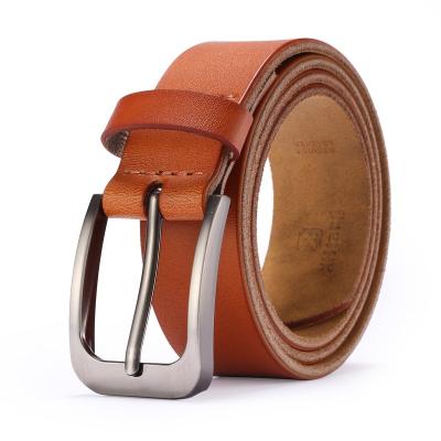 China New Fashion Two-Layer Cowhide Factory Supplier Genuine Leather Rotating Buckle Men Belt Custom Style Cowhide for sale