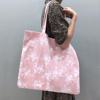 China High Quality Reusable Tote Ladies Shoulder Reusable RPET Sublimation Print Recycled Cotton Shopping Bags for sale