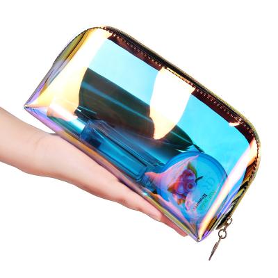 China Fashion Transparent Holographic Laser Storage Pouch Water Resistant Cosmetic Bag for sale