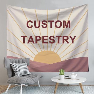 China Custom Logo Printing Cotton Polyester Fabric Home Decor Sunset Nature Landscape Wall Tapestry Healthcare Institutes Tapestry Fabric for sale