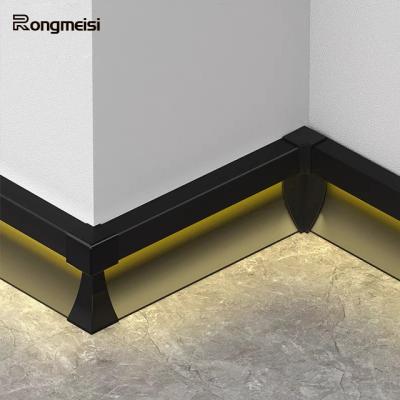 China Modern Lighted Aluminum Profile 50mm Decorative 80mm Baseboard Wall Skirting Protector Led Skirting Board With Led Light for sale