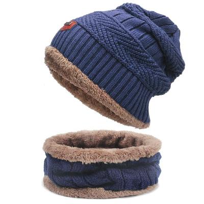 China Winter Men's and Women's Wholesale High Quality Short Hat Infinity Collar Deeply Knitted Beanie Hat Scarf Set for sale