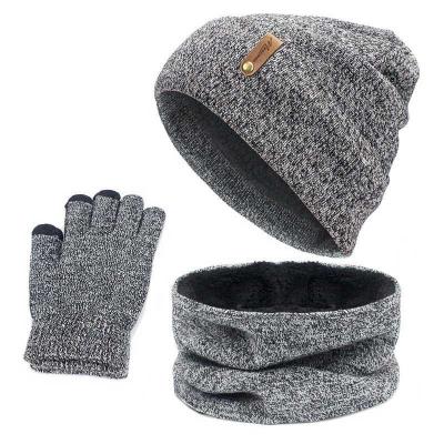 China Short Glove Autumn Winter Thick Wool Knitted Beanie Hat Scarf Collar Winter Men's and Women's Hat Touch Screen Set for sale