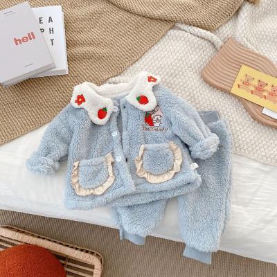 China 2021 New Breathable Winter Girls Pajamas Sets For 1-3 Years Flannel Babies Nightgowns Pajamas Kids Sleepwear Wear Night Suits For Kids for sale