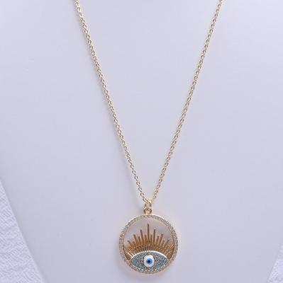 China 2022 FASHIONABLE New Evil Zirconia Pendant Chain Necklace 18k Gold Plated Turkish Eye New For Women for sale