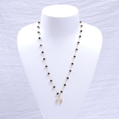 China 2022 TRENDY Wholesale Fashion Jewelry Customized Zicon Women Long Beaded Chain And Pendant Necklace for sale