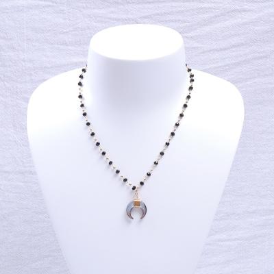 China Custom Natural Fashion Jewelry TRENDY Initial Puka Shell Beaded Chain Women Shell Pendant Necklace for sale