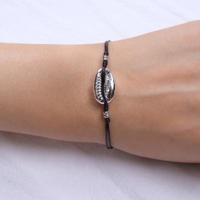 China Fashionable Silver Plating Natural Sea Shell Elastic Women Bracelet Cord With Shell For Beach Bracelet Jewelry Making for sale