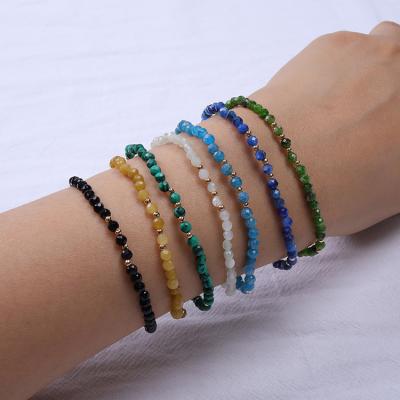 China New FASHIONABLE Charm Elegant Faceted Natural Stone Agate Apatite Beads Gold Plated Beads Bracelet Luxury Jewelry For Women for sale